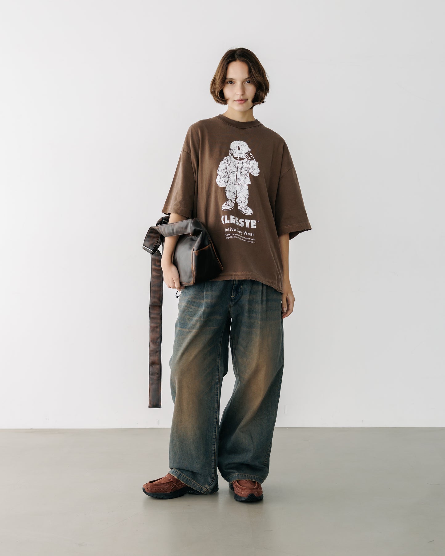 CLESSTE / 'Clesste Boy' Pigment Dyed S/S T-Shirt With Drawstrings (Faded Brown)