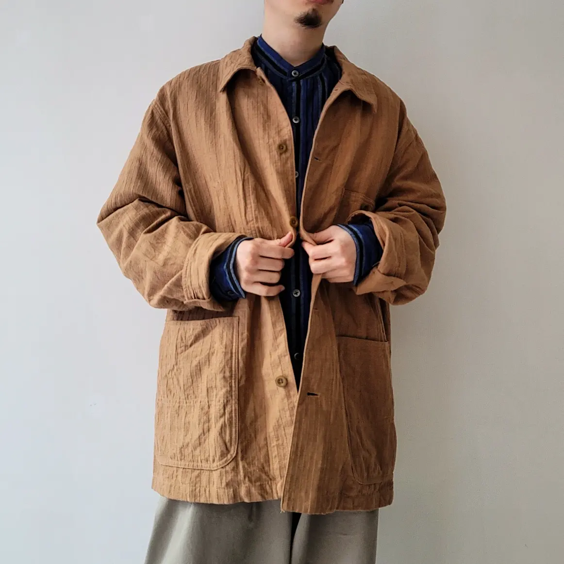 Ring Dye Cotton*Linen Dobby Herringbone Cloth
/ Cover All Jacket