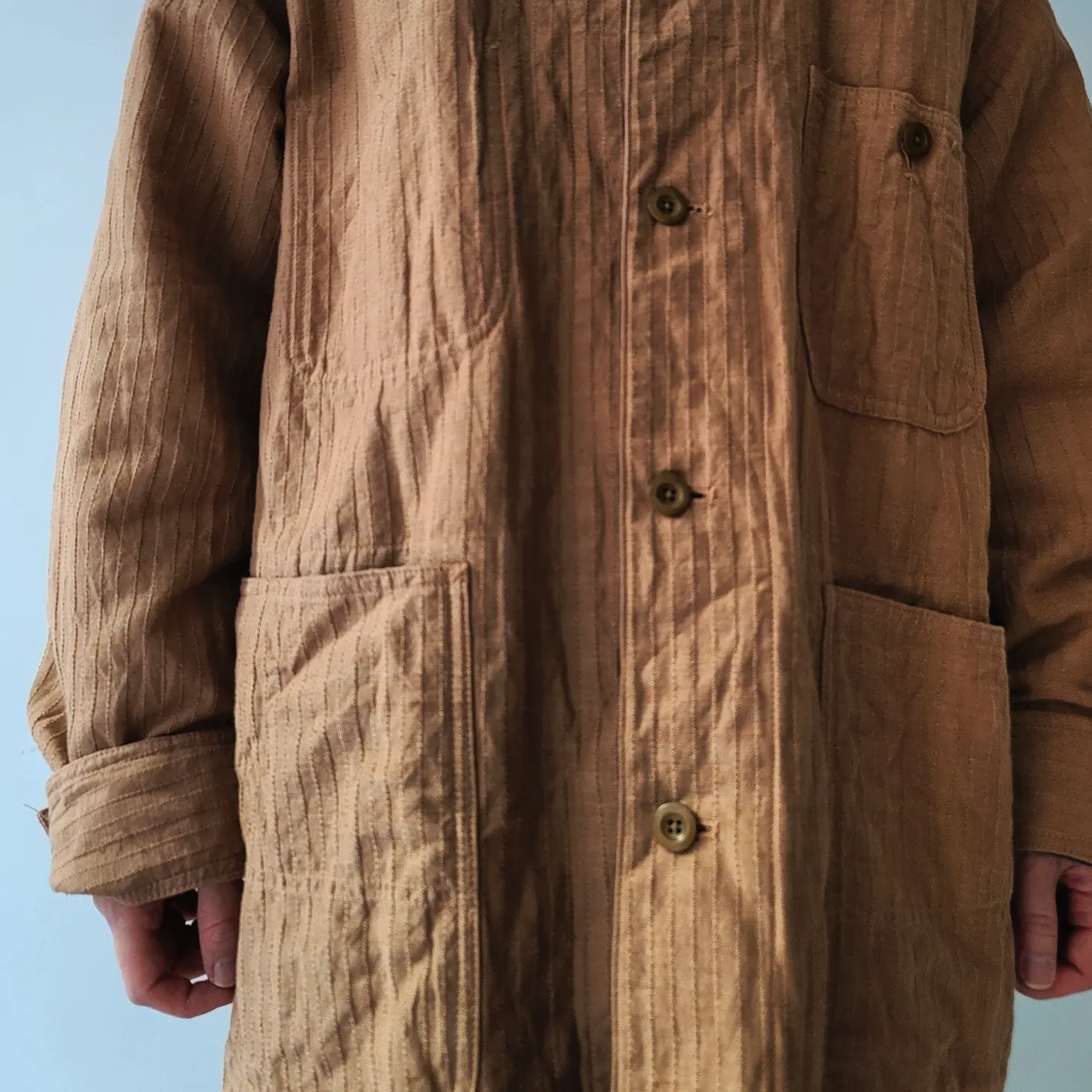 Ring Dye Cotton*Linen Dobby Herringbone Cloth
/ Cover All Jacket