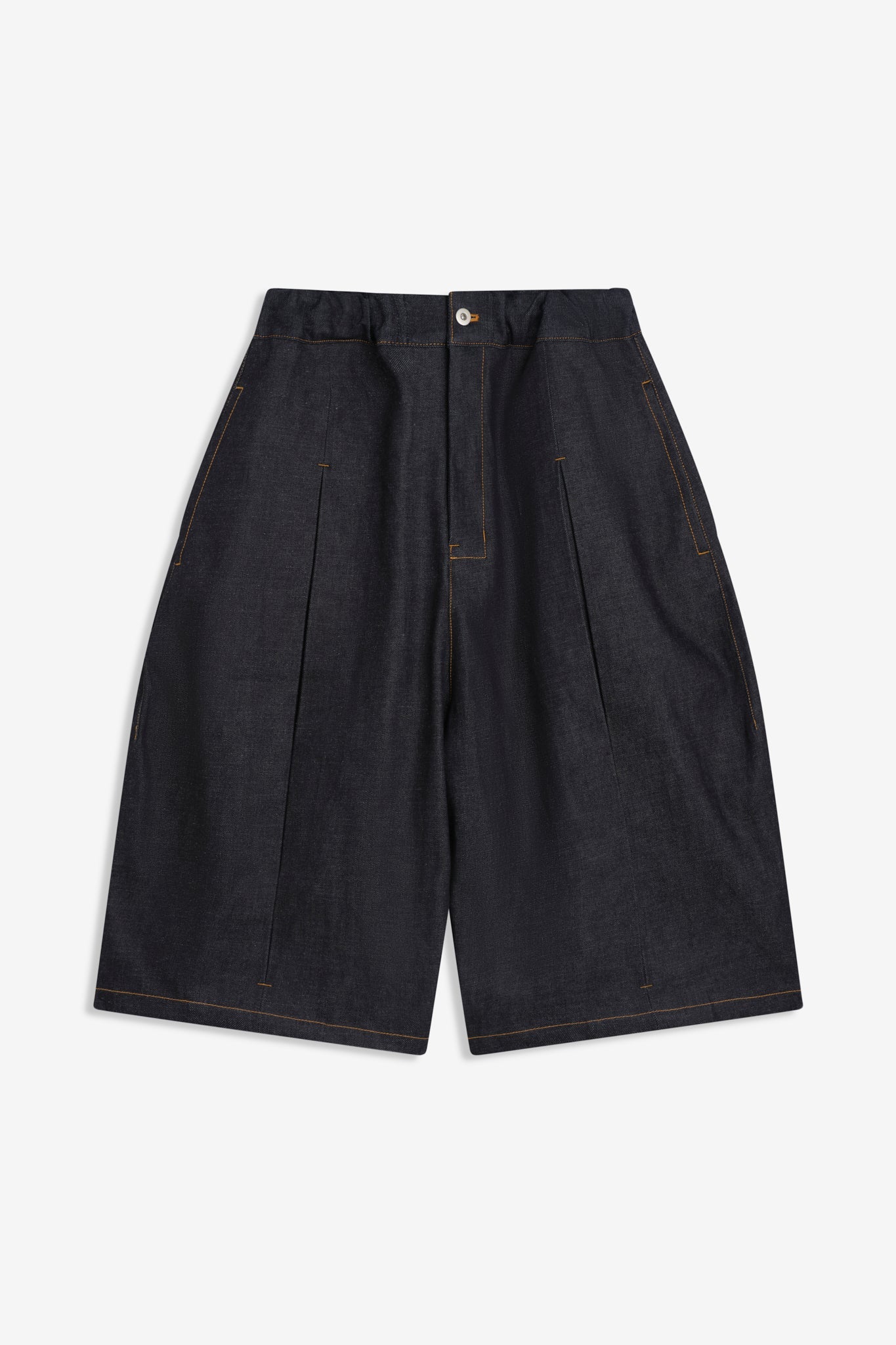 パンツ SAGE NATION BOX PLEATS DENIM SHORT PANTS SAGE NATION Navy Box Pleat Denim Shorts SAGE NATION