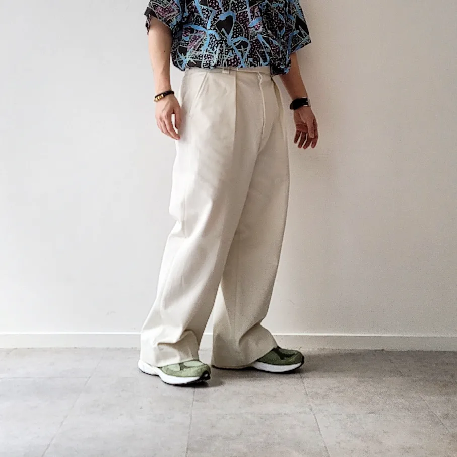 Turkish Ogarnic Drill 1-Tuck Baggy Slacks