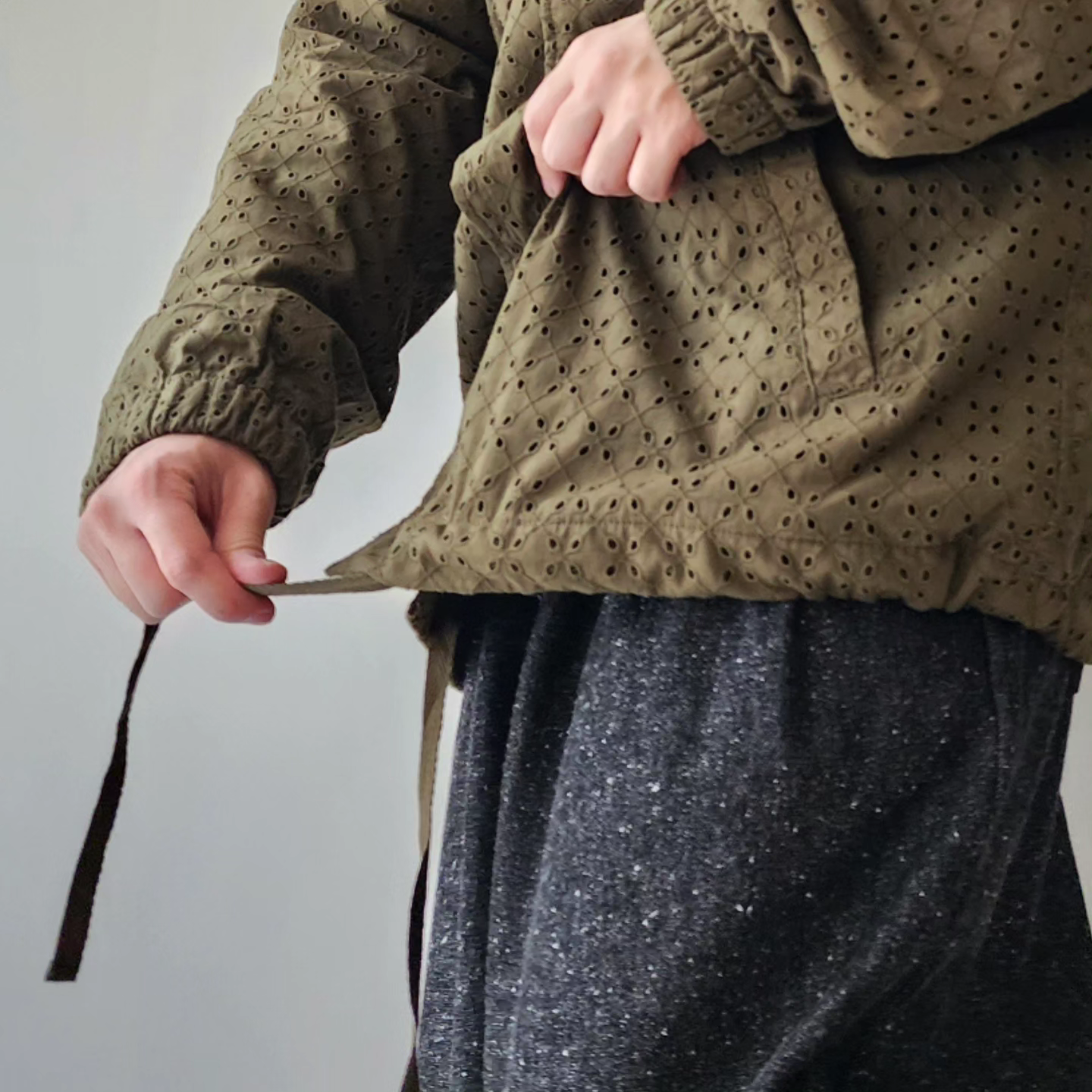 MERELY MADE / Olive Khaki Merely Premium Flower Lace Coach Jacket