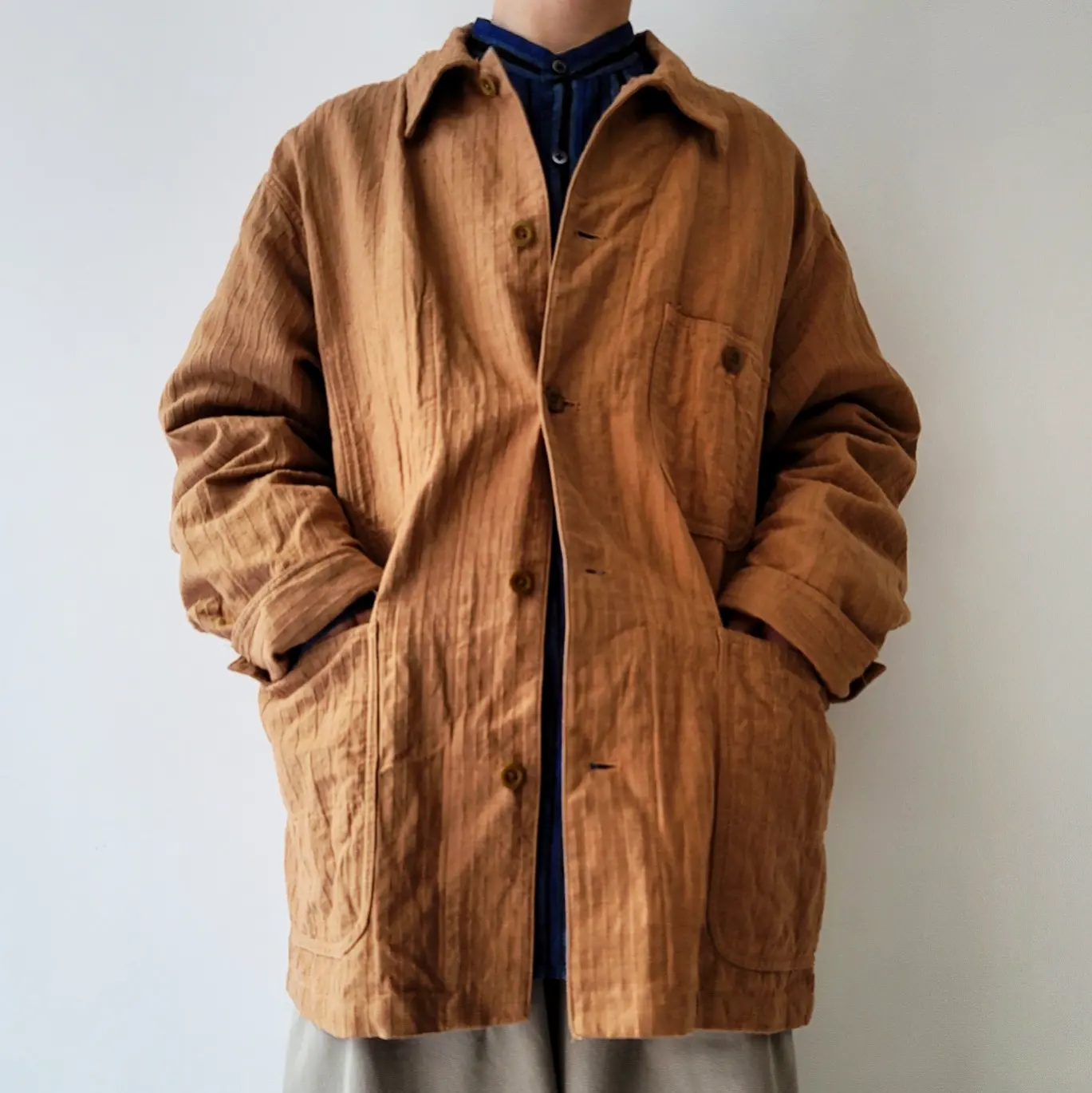 Ring Dye Cotton*Linen Dobby Herringbone Cloth
/ Cover All Jacket