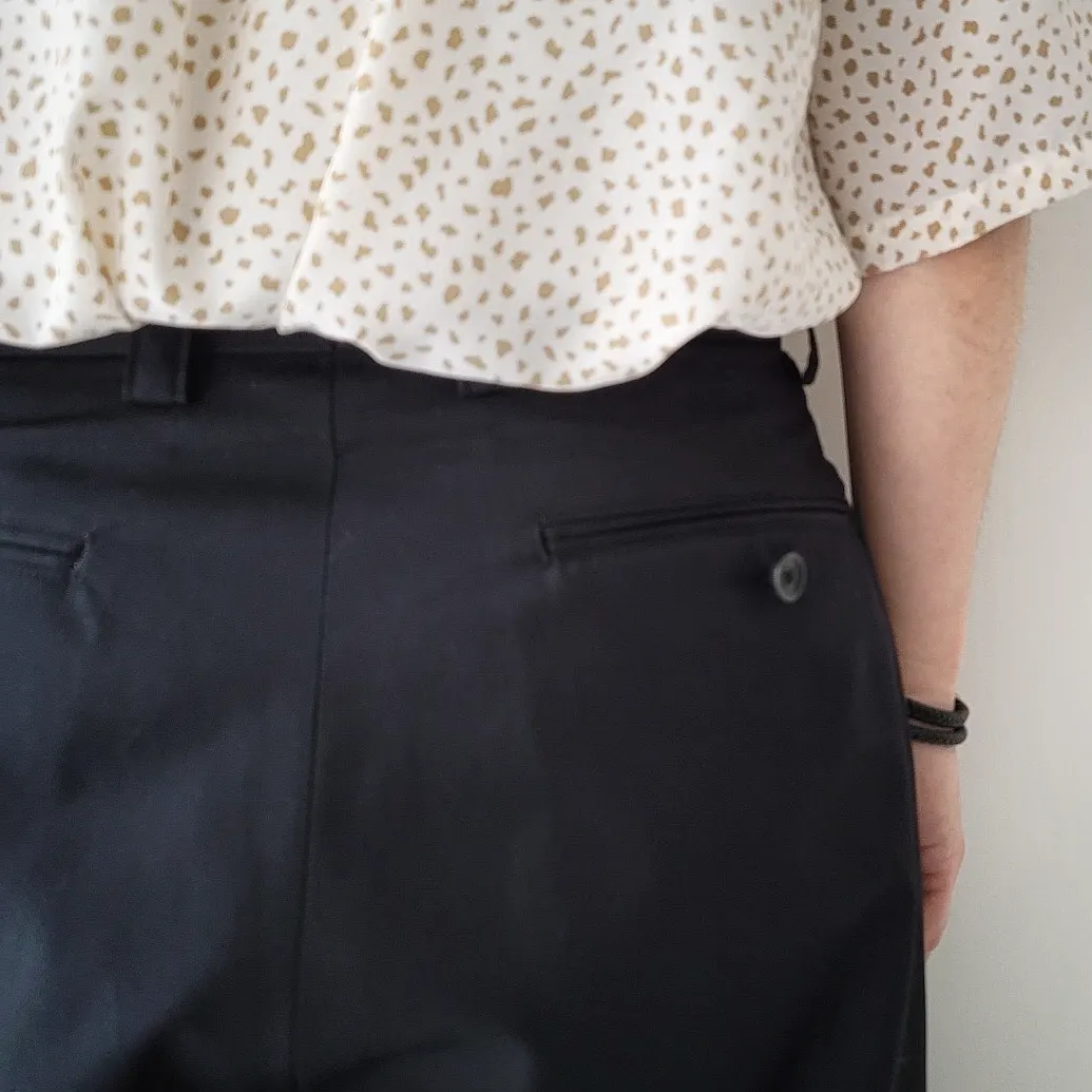 Cotton Gabardine 1-Tuck Baggy Slacks