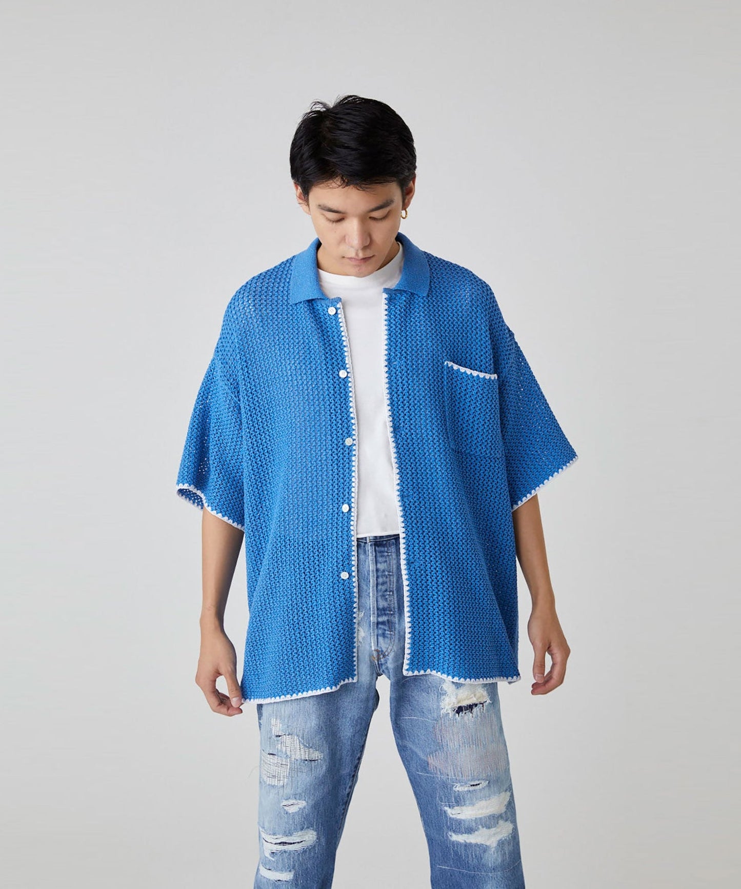 DISCOVERED / Shell Stitch Mesh Knit Shirts