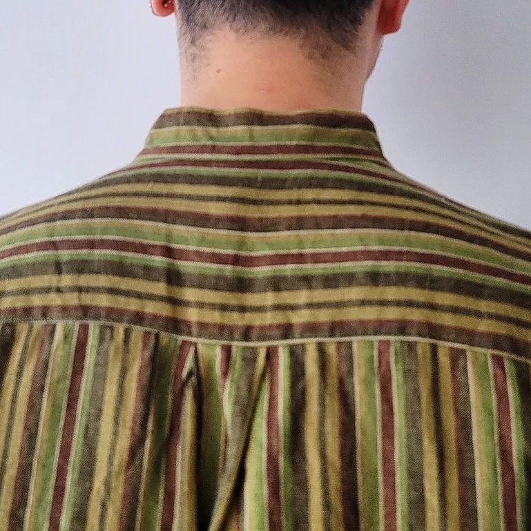 Baggy Fit Band Collar Short Sleeve Shirt