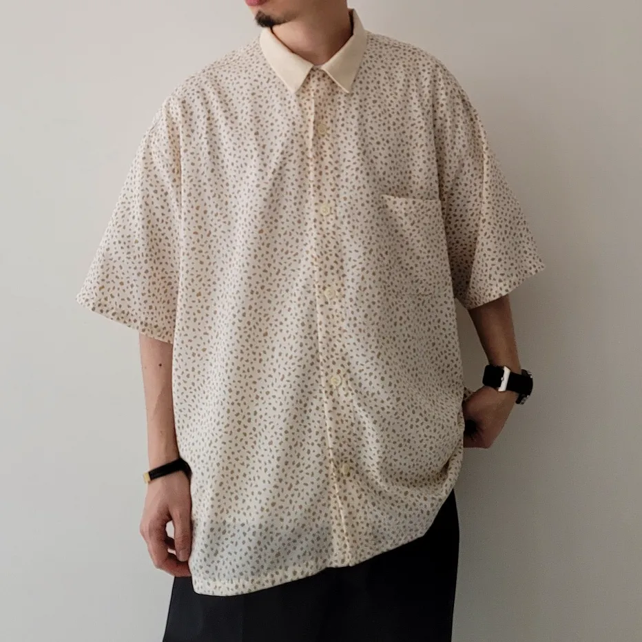 Cow Pattern Open Collar Shirt