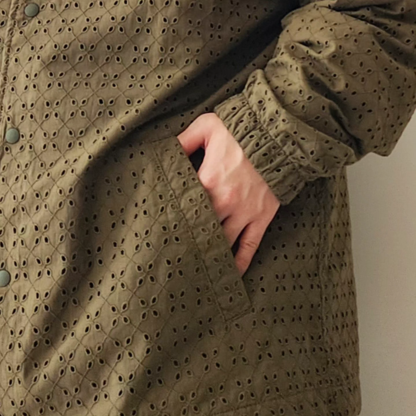 MERELY MADE / Olive Khaki Merely Premium Flower Lace Coach Jacket