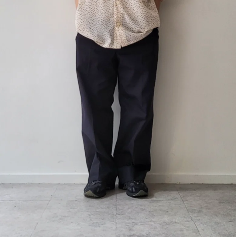 Cotton Gabardine 1-Tuck Baggy Slacks