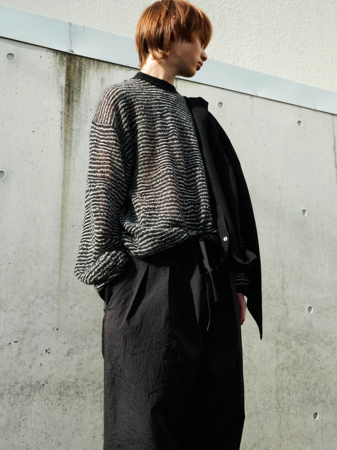 BLANC YM / Crazy Border Mohair Knit