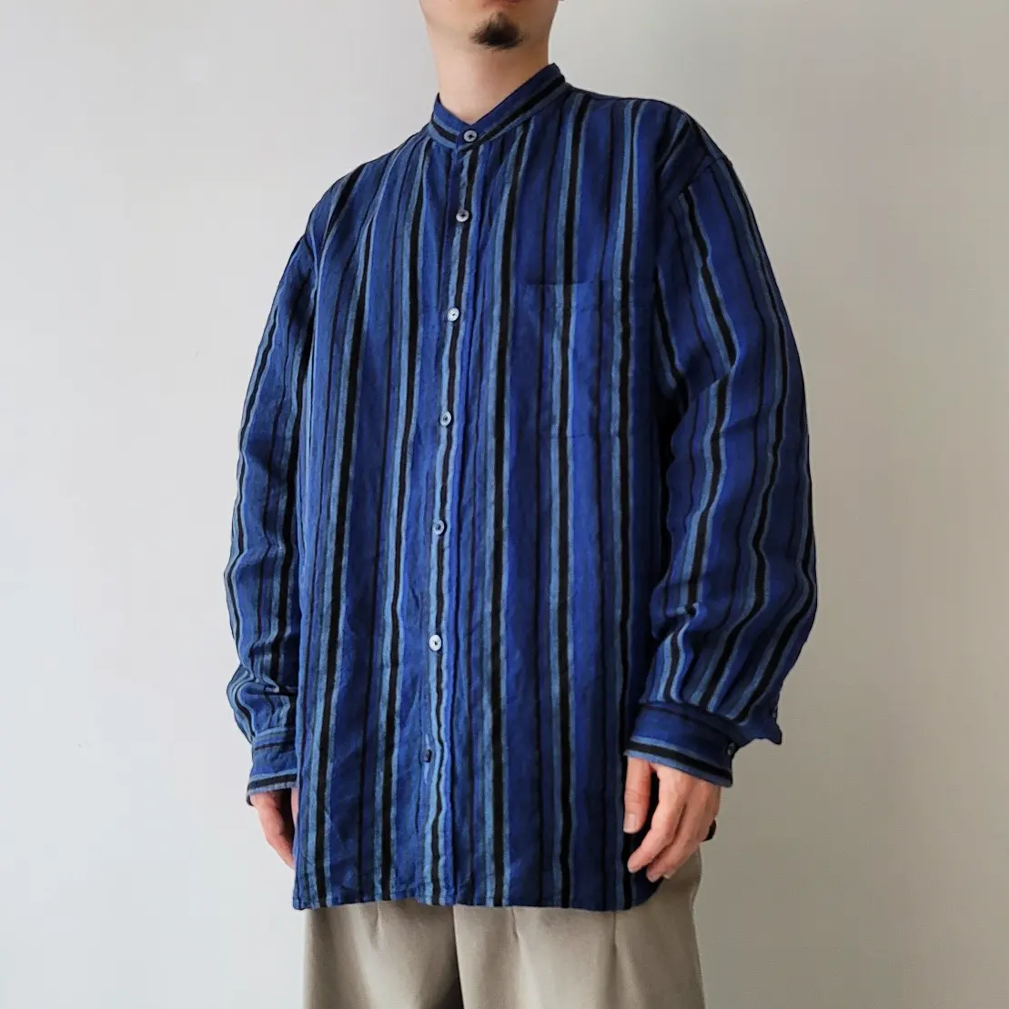 Baggy Fit Band Collar Shirt
