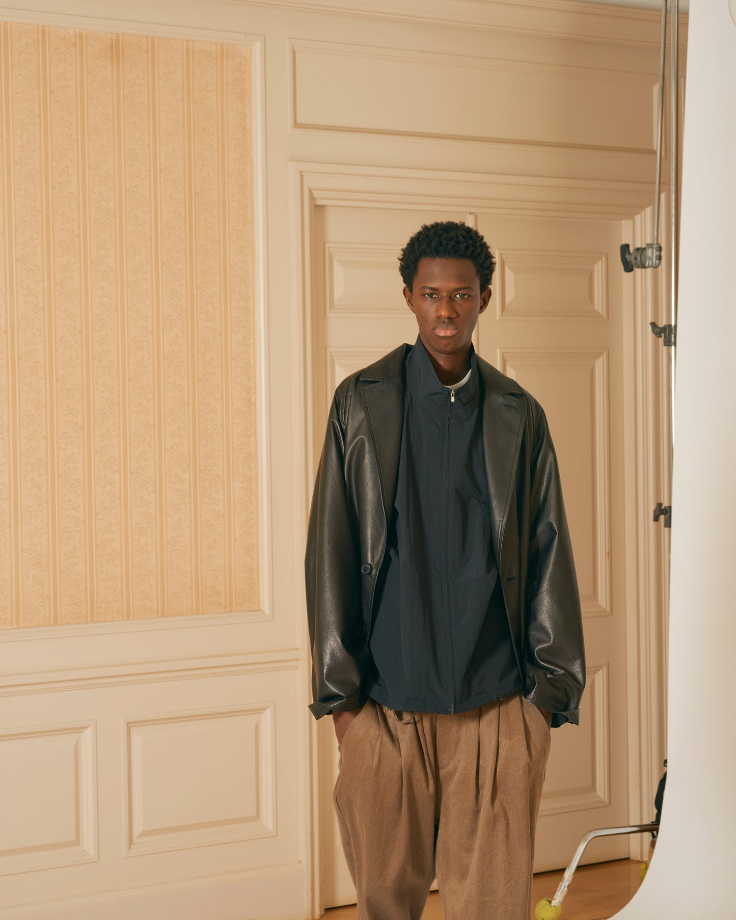 BLANC YM / Leather Oversize Raglan JKT