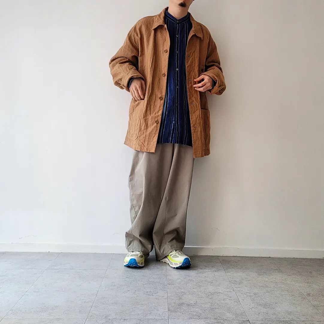 Ring Dye Cotton*Linen Dobby Herringbone Cloth
/ Cover All Jacket
