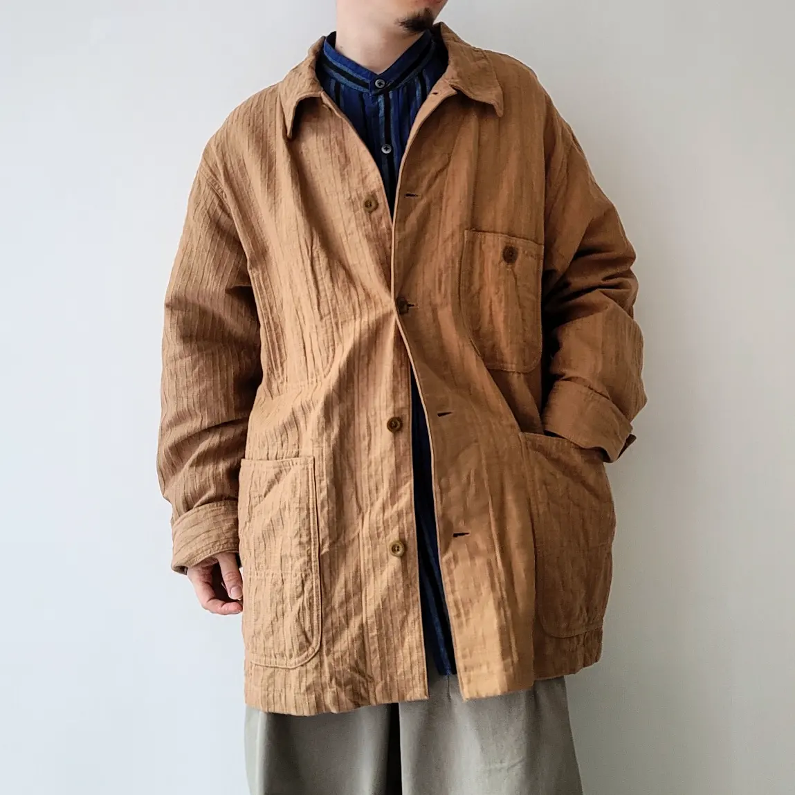 Ring Dye Cotton*Linen Dobby Herringbone Cloth
/ Cover All Jacket