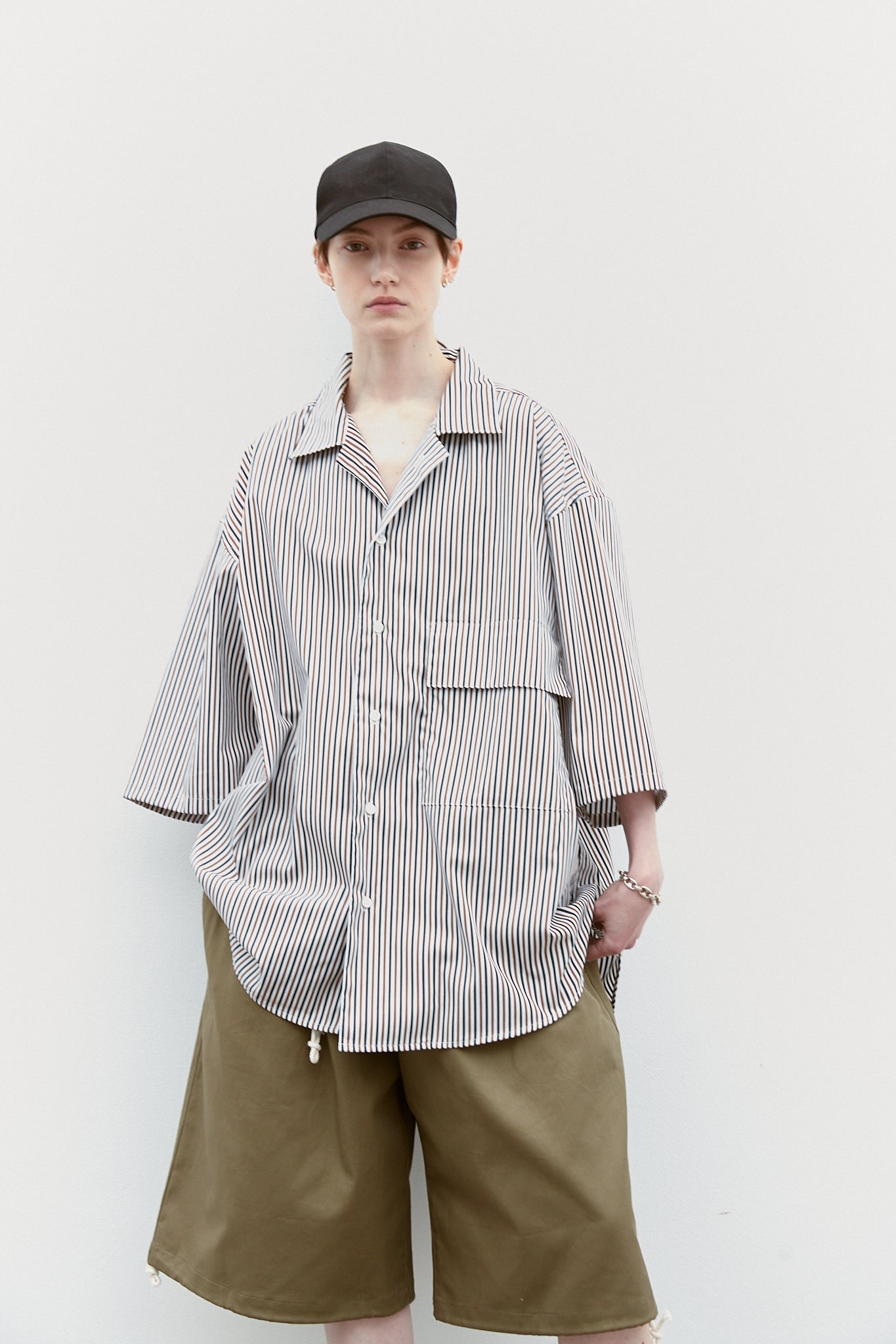 Oversized Stripe Cotton Collar Shirt (RyoTakashima x Tree And Branch)