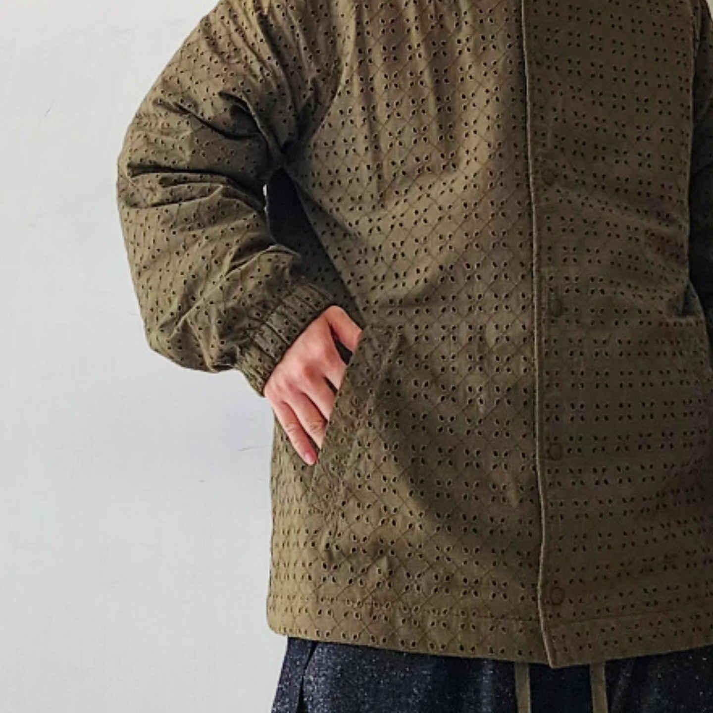 MERELY MADE / Olive Khaki Merely Premium Flower Lace Coach Jacket