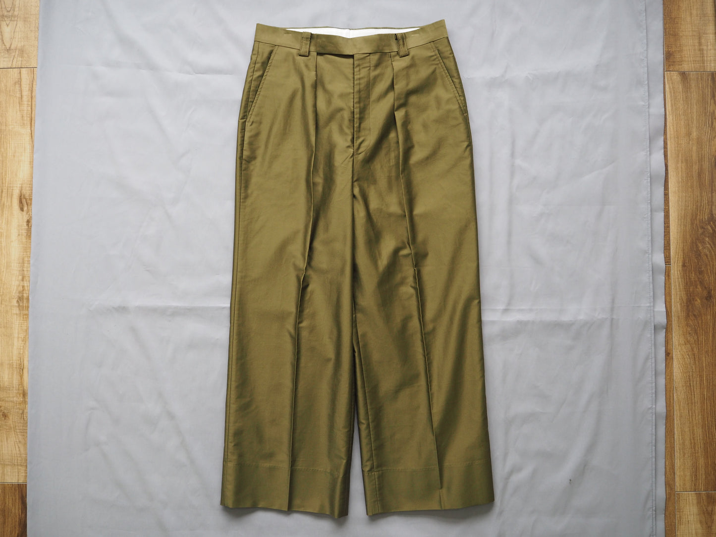 Loosely Twist Moleskin 1-Tuck Baggy Slacks