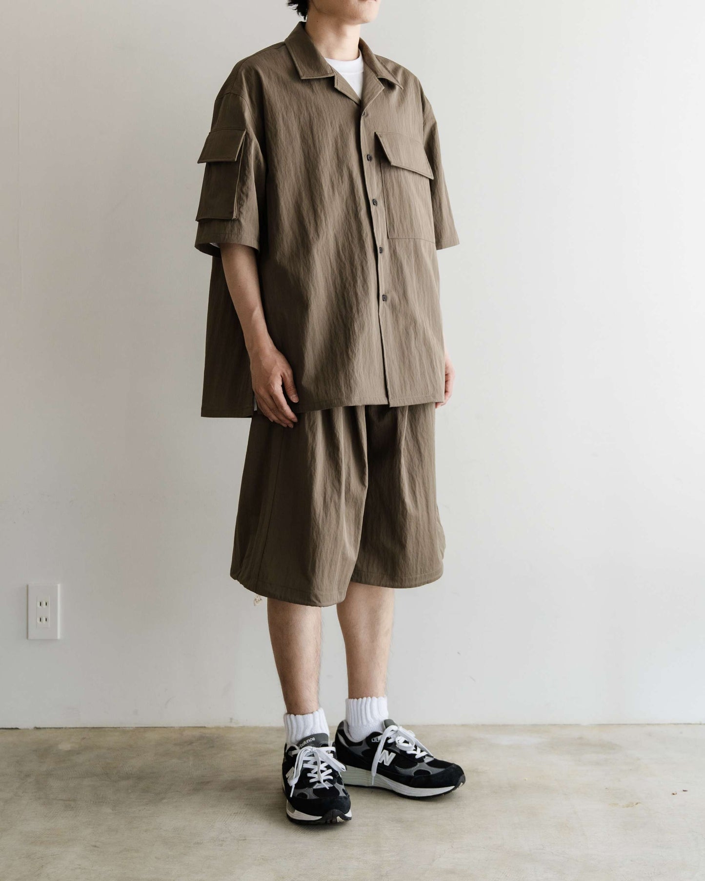 Multi Pocket Half Sleeve Shirts (Dark Beige)