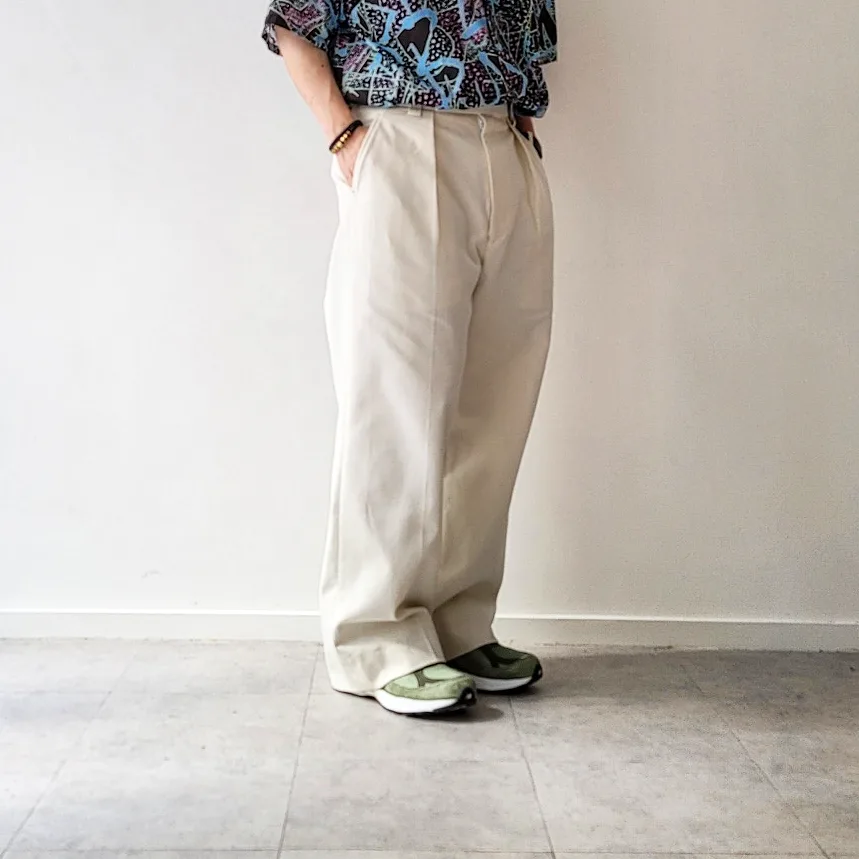 Turkish Ogarnic Drill 1-Tuck Baggy Slacks
