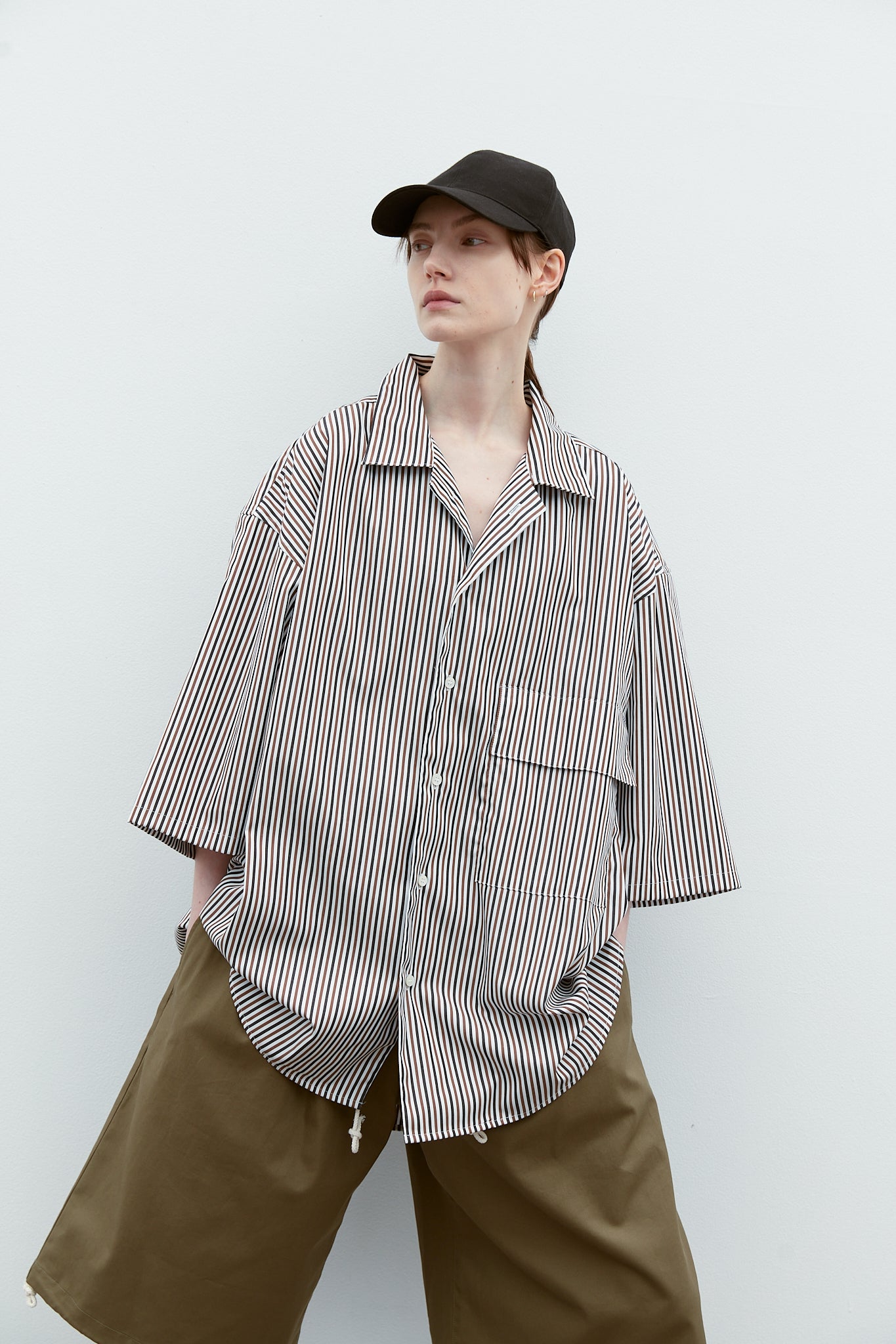 Oversized Stripe Cotton Collar Shirt (RyoTakashima x Tree And Branch)