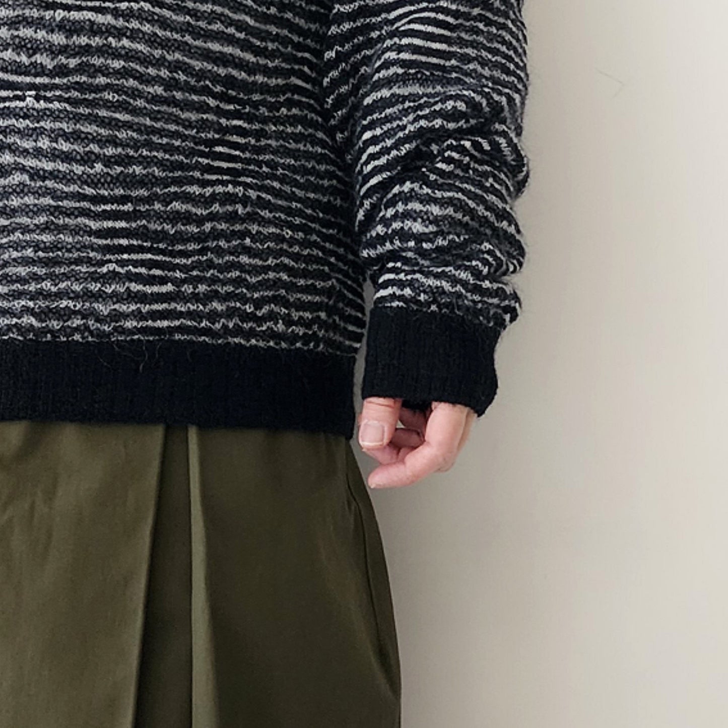 BLANC YM / Crazy Border Mohair Knit