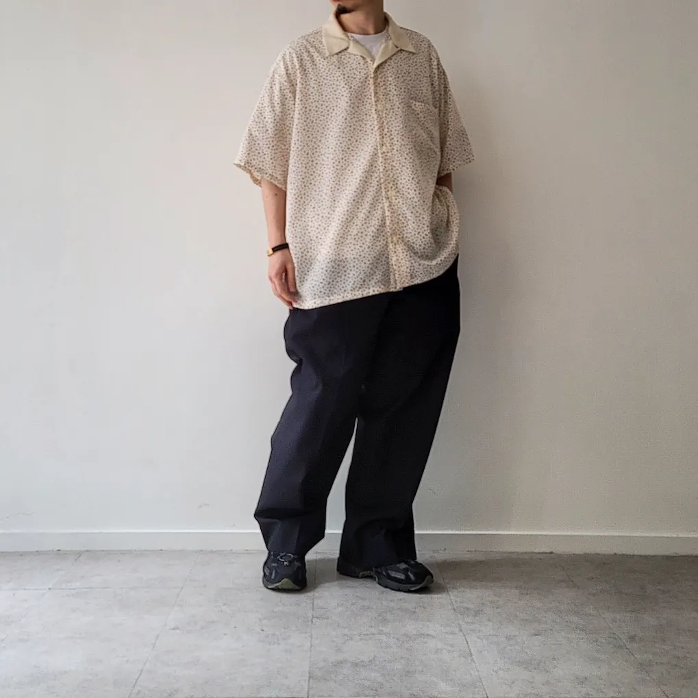 Cotton Gabardine 1-Tuck Baggy Slacks