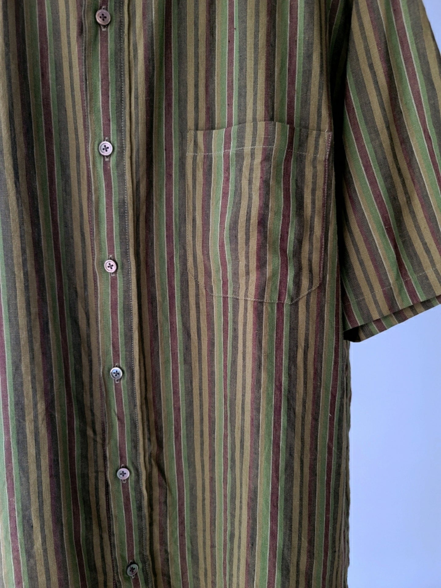 Baggy Fit Band Collar Short Sleeve Shirt