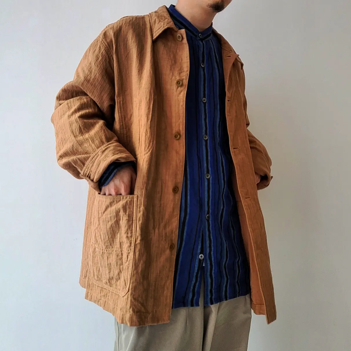 Ring Dye Cotton*Linen Dobby Herringbone Cloth
/ Cover All Jacket