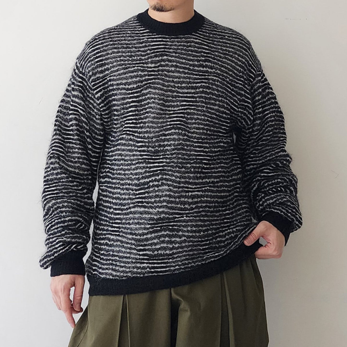 BLANC YM / Crazy Border Mohair Knit