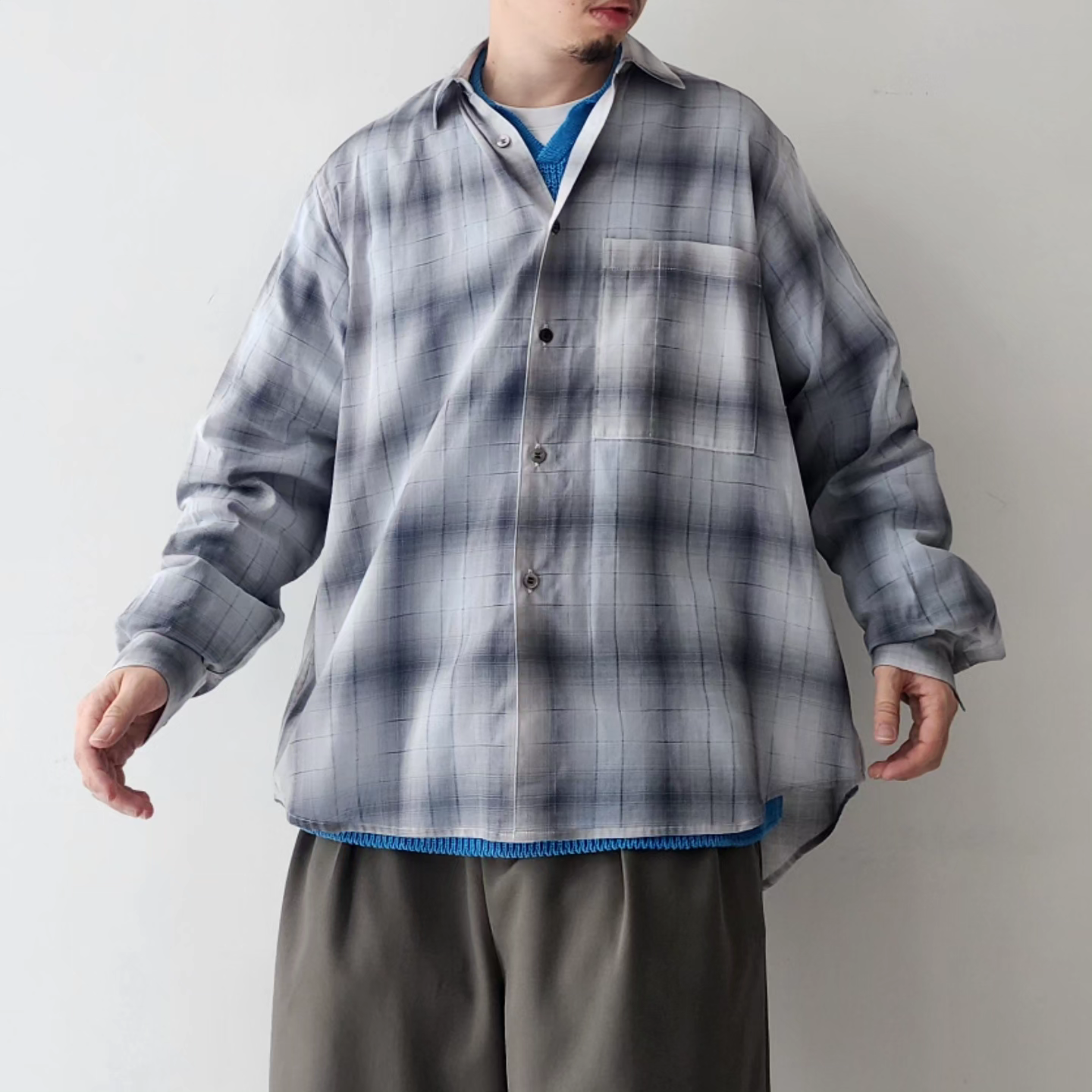 FACTOTUM / Voil Cotton Round Hem Shirt