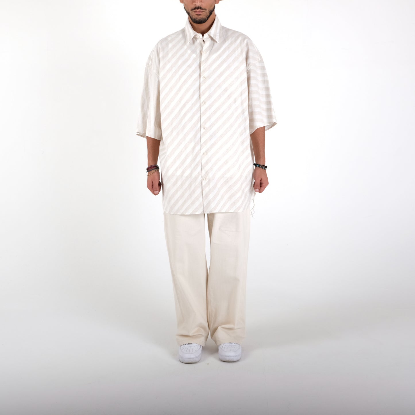White Stripe Bohemian Beach Shirt