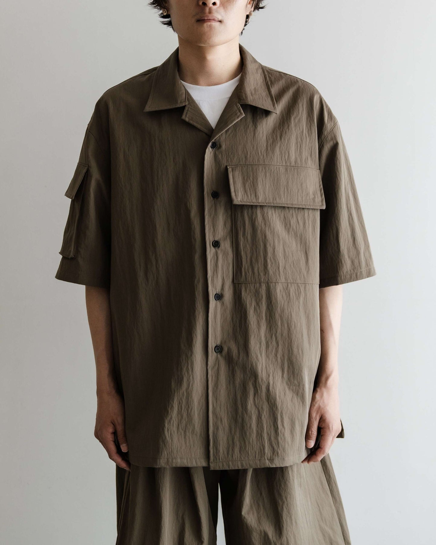Multi Pocket Half Sleeve Shirts (Dark Beige)