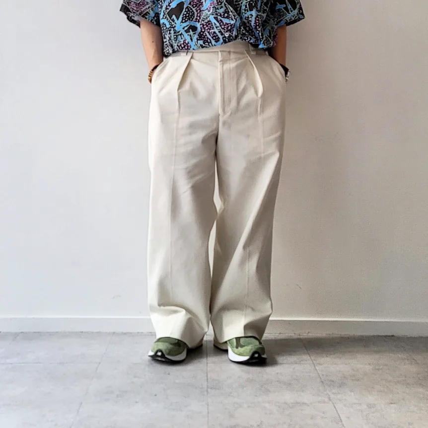 Turkish Ogarnic Drill 1-Tuck Baggy Slacks