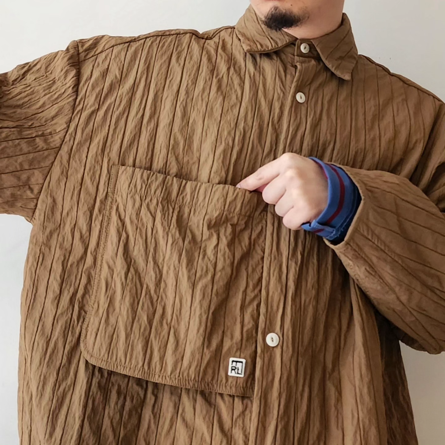 MERELY MADE / Sage Brown Merely Quilted Cropped Shirt