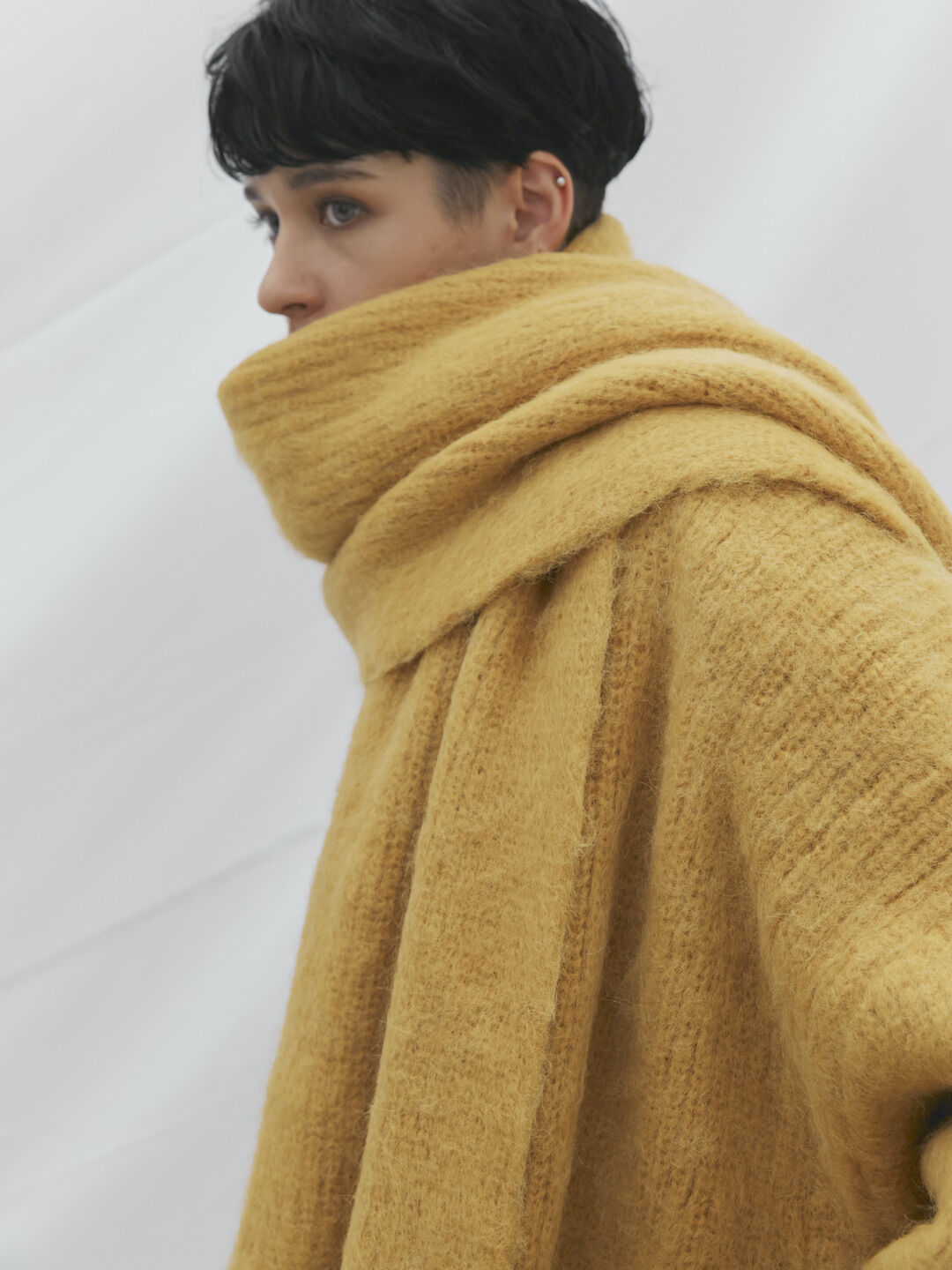 Alpaca Wool Big Stole (Mustard)