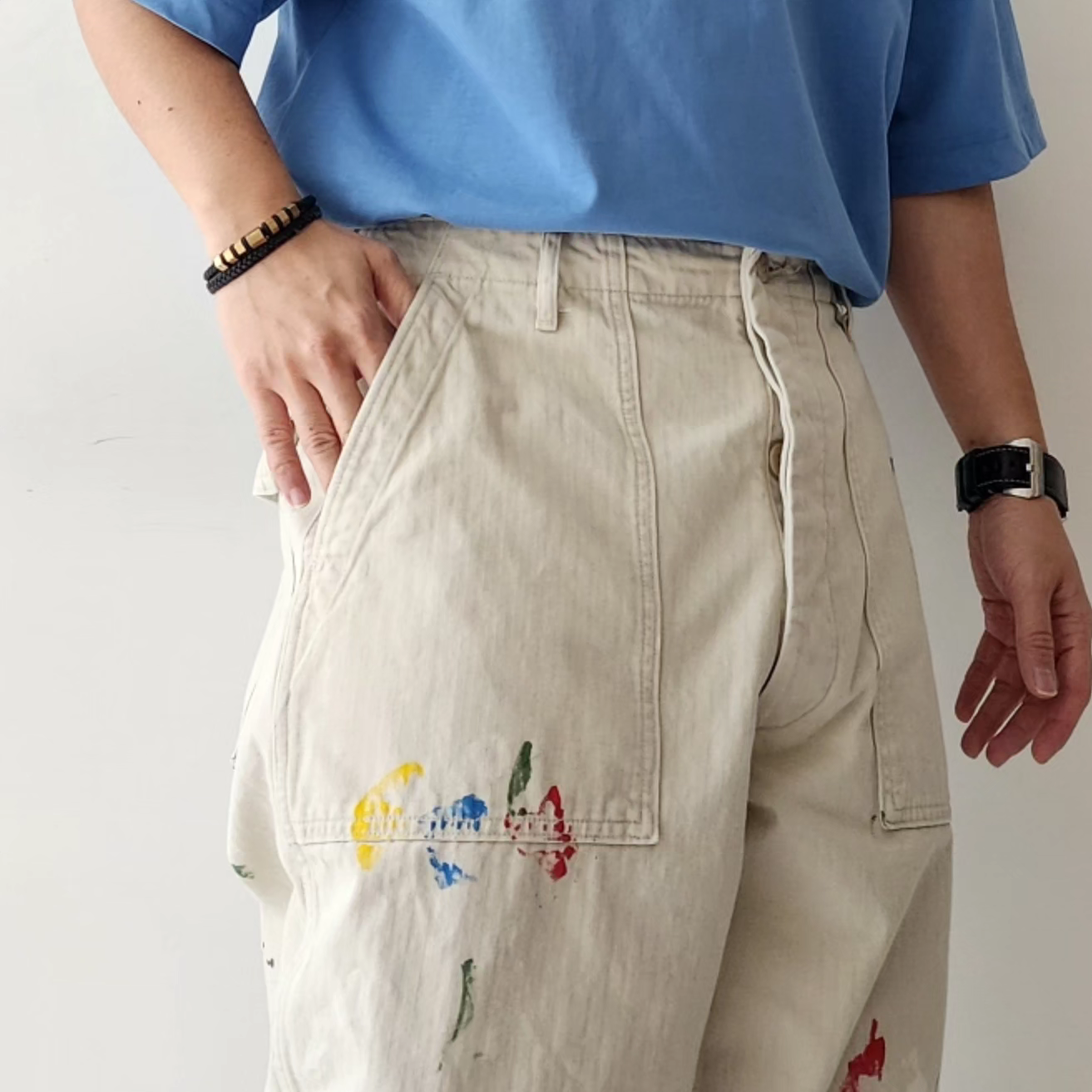 INTERIM / Milk Paint Organic Cotton Hbt Twill Baker Pants