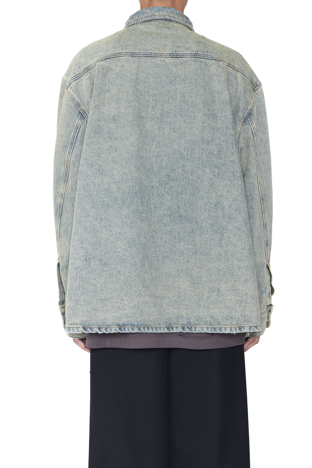 CODA / Indigo Acid Washed Distressed Oversized Denim Shirt