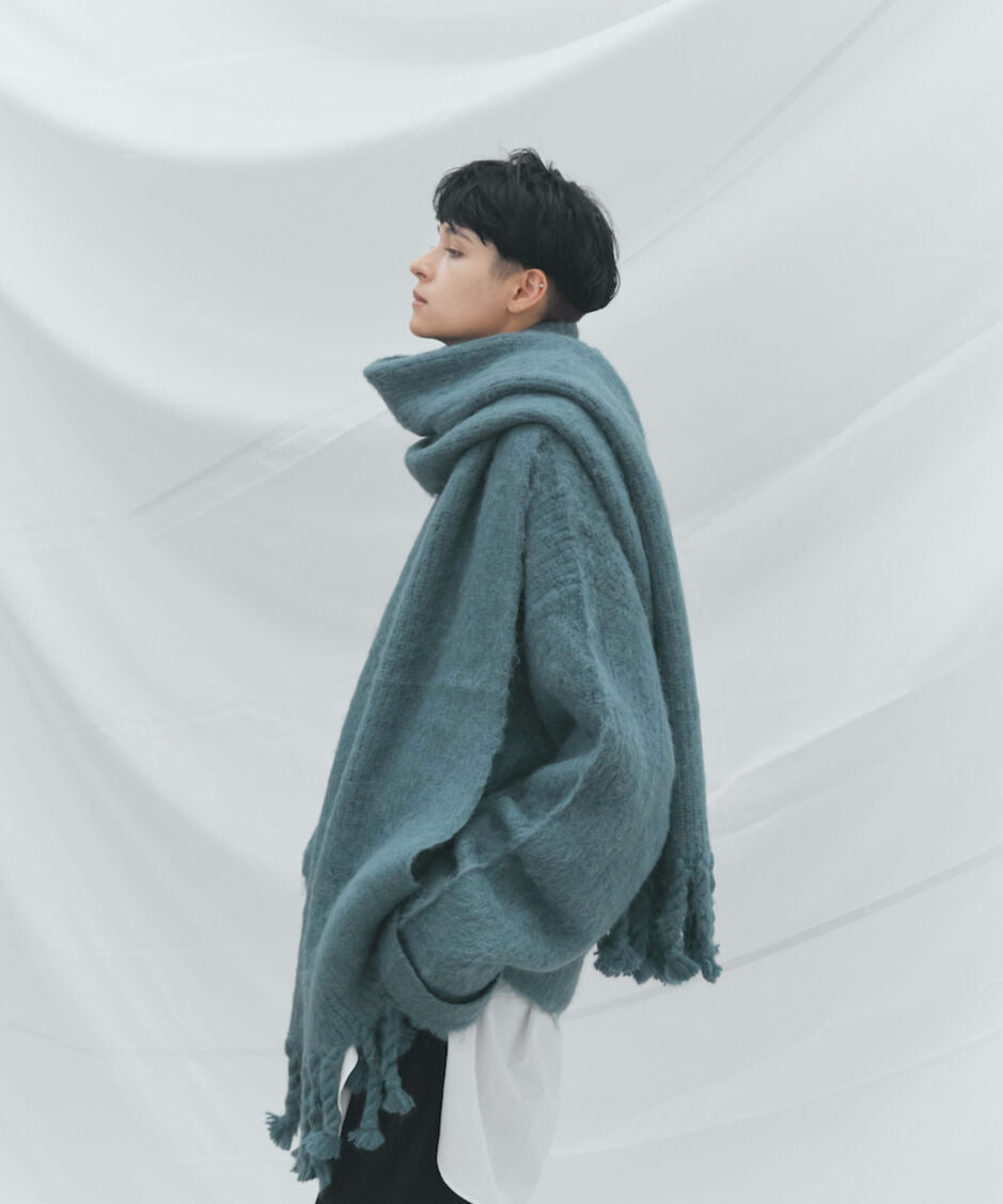 Alpaca Wool Vneck Cardigan (Ash Blue)
