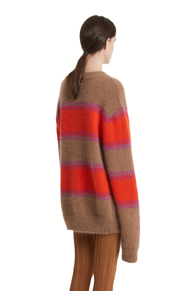 Angora Stripe Knit Sweater