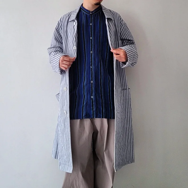 Baggy Fit Band Collar Short Sleeve Shirt