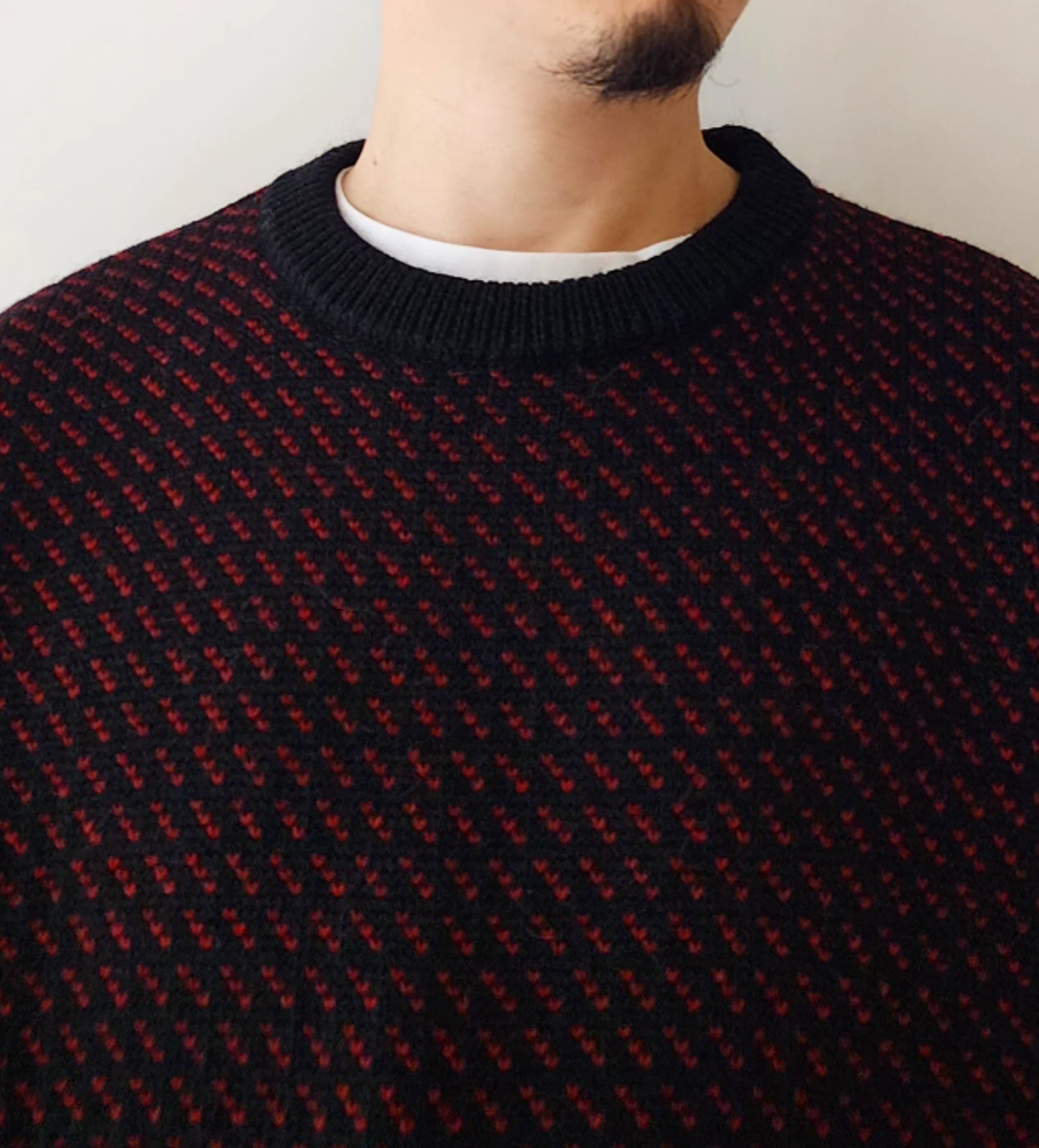 INTERIM / Alpaca Bird's Eye Heavy Crew Sweater