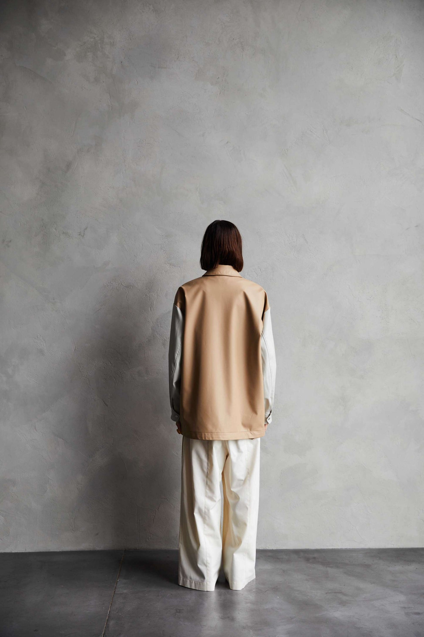 TAUPE / Laminate Blocking Coach Jacket