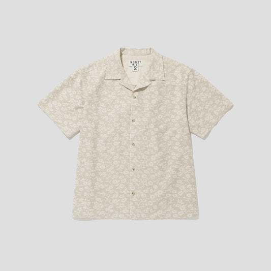 MERELY MADE / Pearl Ivory Merely Flower Jacquard Lace Cuban Collar Shirt