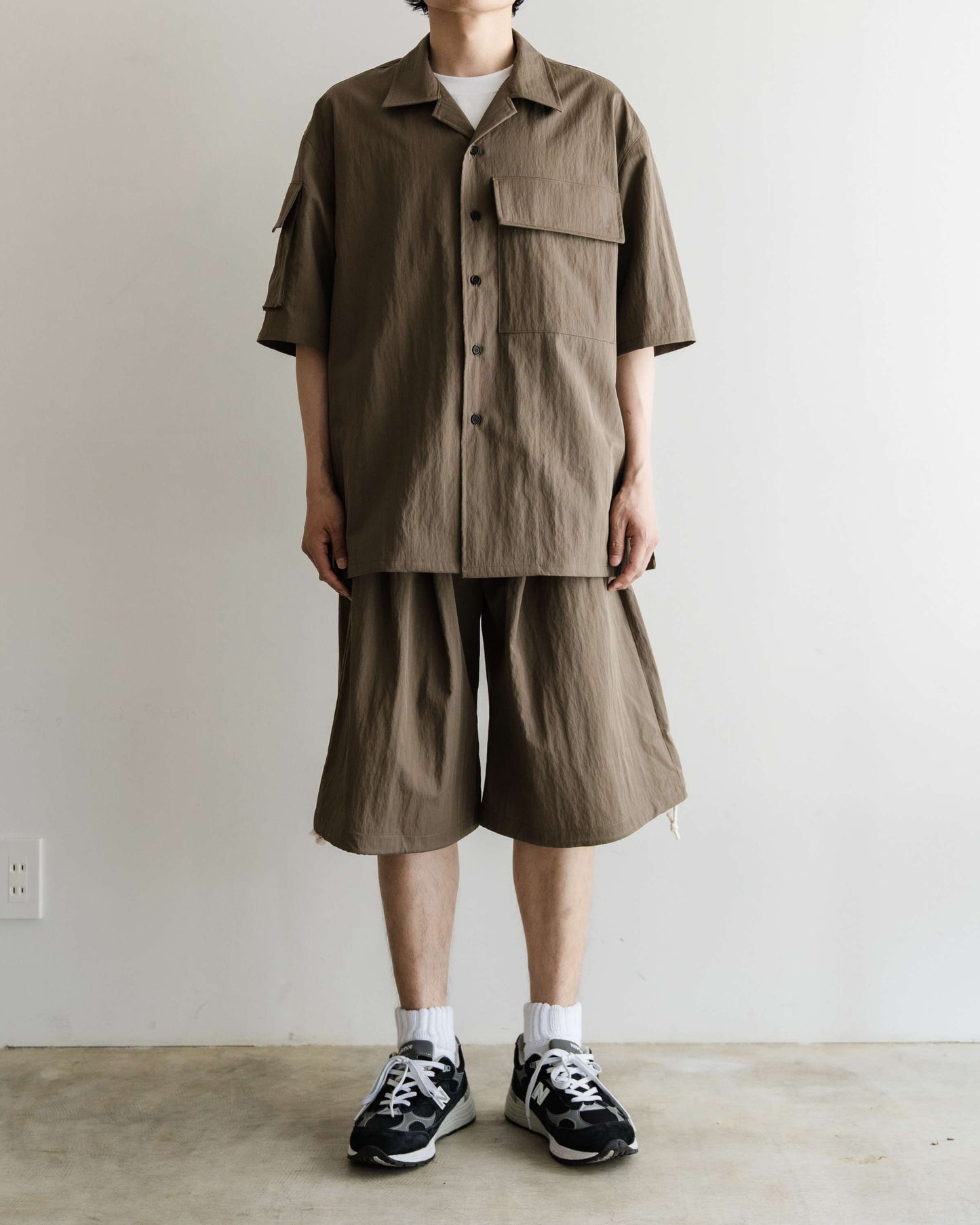 Multi Pocket Half Sleeve Shirts (Dark Beige)