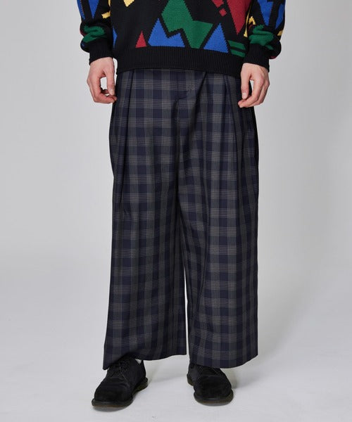 IROQUOIS / T/R Glen Check Wide Chinos