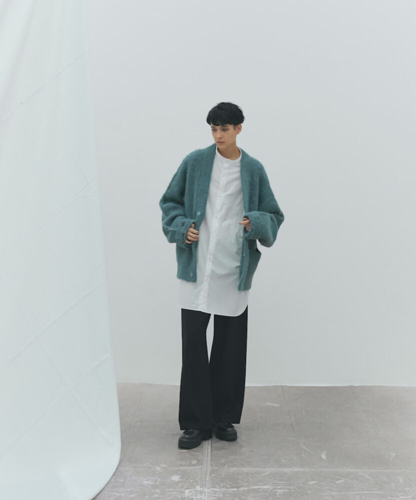 Alpaca Wool Vneck Cardigan (Ash Blue)