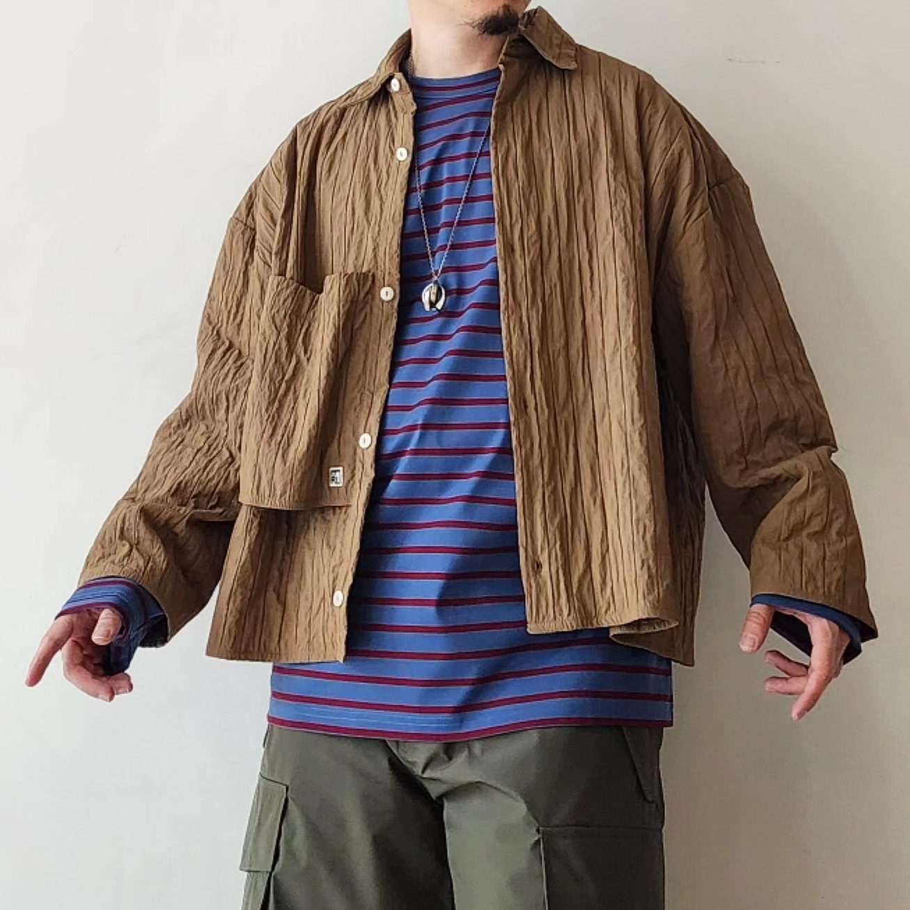 MERELY MADE / Sage Brown Merely Quilted Cropped Shirt
