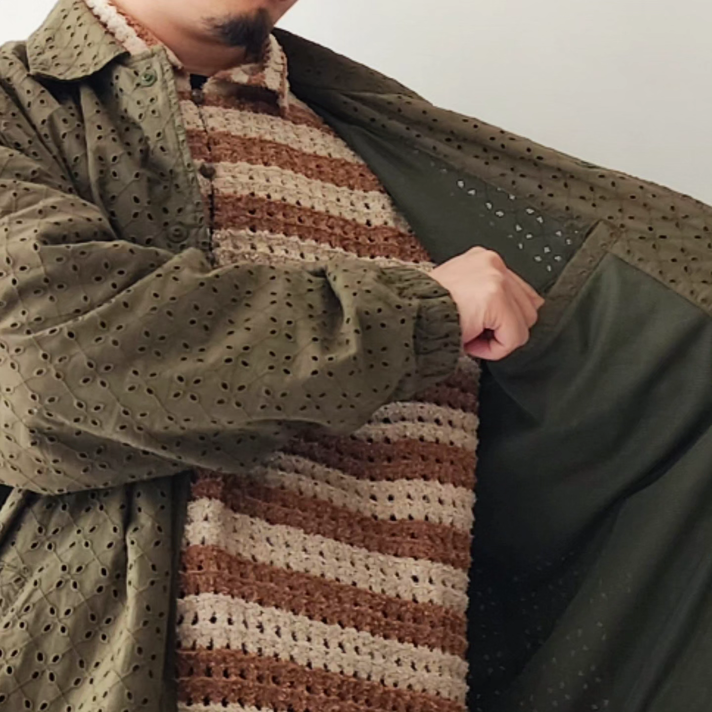 MERELY MADE / Olive Khaki Merely Premium Flower Lace Coach Jacket