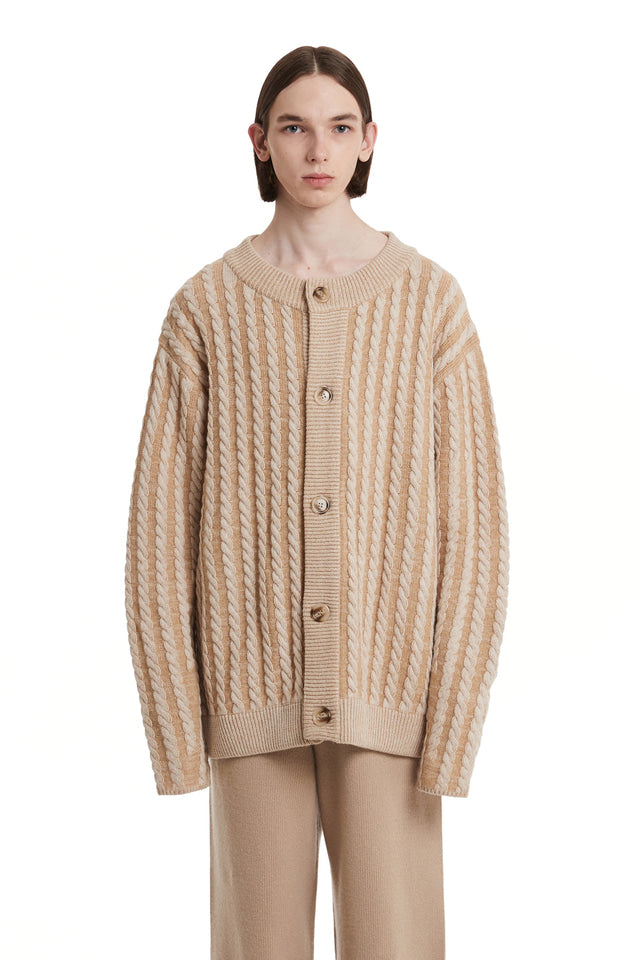Cable Stripe Knit Cardigan