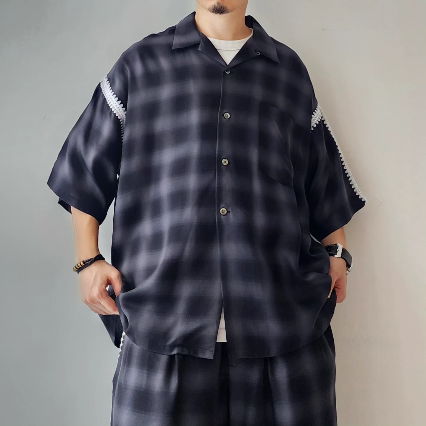DISCOVERED / Ombre Wide Open Collar Shirts